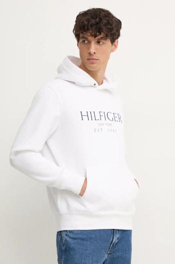 Mikina Tommy Hilfiger pánská, bílá barva, s kapucí, s potiskem, MW0MW35523