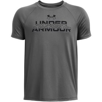 Under Armour SPLIT WORDMARK Chlapecké triko, tmavě šedá, velikost