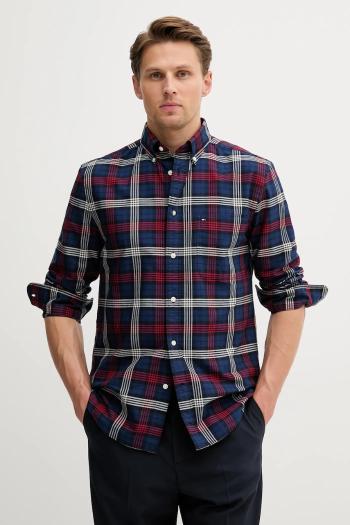Bavlnená košeľa Tommy Hilfiger tmavomodrá farba, regular, s golierom button-down, MW0MW39681