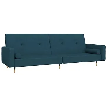 2místná rozkládací pohovka se 2 polštáři modrá samet, 337332 (337332)