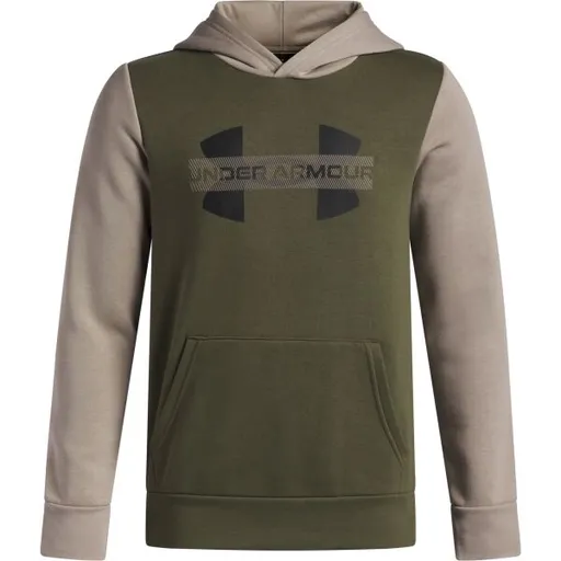 Under Armour RIVAL FLEECE COLORBLOCK Chlapecká mikina, khaki, velikost XL