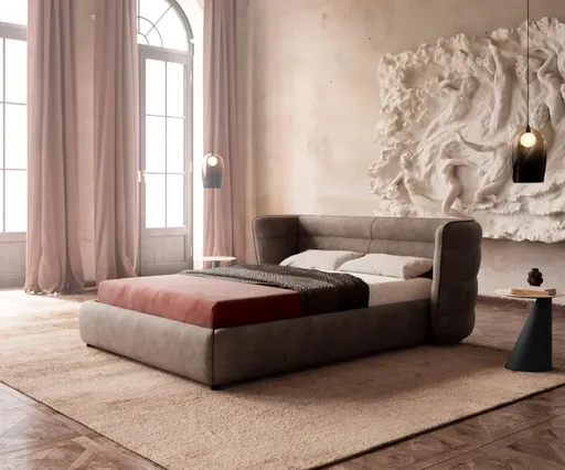 Čalouněná postel Simea 140x200 cm mikrovlákno taupe vintage