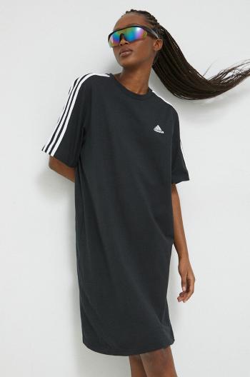 Bavlněné šaty adidas černá barva, mini, oversize, HR4923