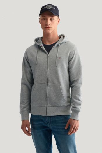 MIKINA GANT REG SHIELD FULL ZIP HOODIE GREY MELANGE