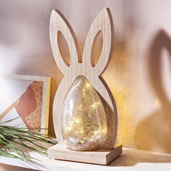 Weltbild LED dřevěná dekorace Zajíc se skleněným vejcem