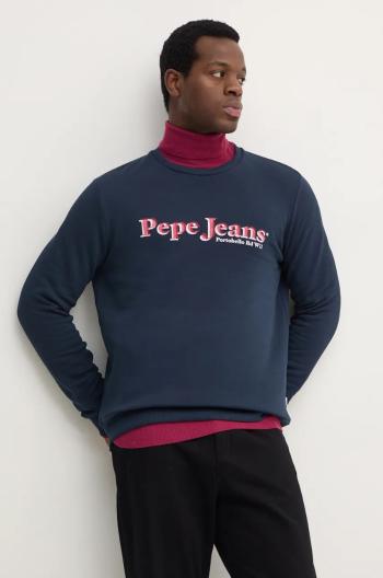 Bavlněná mikina Pepe Jeans SOMERS CREW pánská, tmavomodrá barva, s aplikací, PM582727