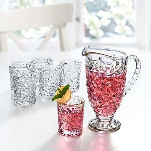 Skleněná karafa + 6 sklenic