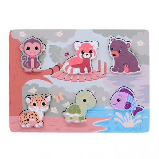 Jouéco the Wildies Family dřevěné puzzle Feel & Touch