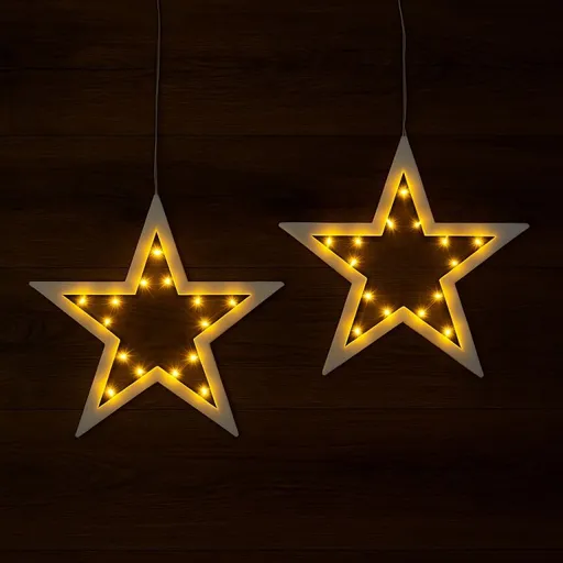 Sada vánočních hvězd, 2 kusy, 20 LED, teple bílá