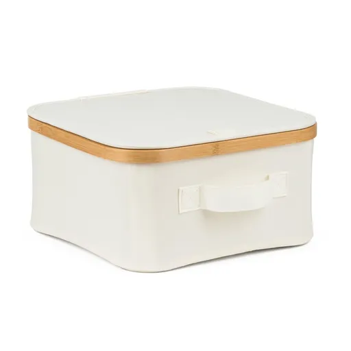 Úložný box G21 30 x 30 x 15 cm, bambusový s víkem, béžový