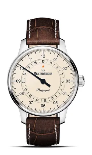 MeisterSinger Perigraph 38mm BM1103 - Tmavě hnědý kožený řemínek
