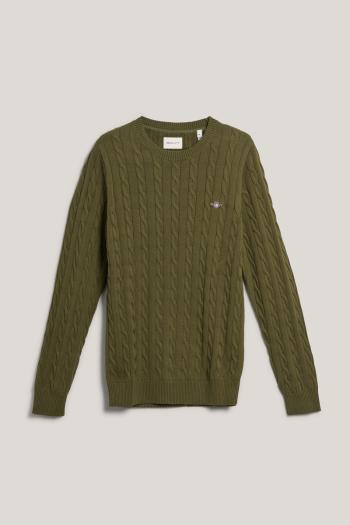 SVETR GANT COTTON CABLE C-NECK MOSS GREEN