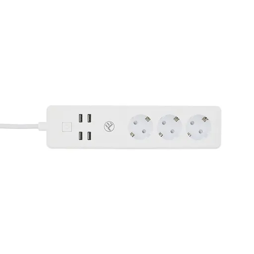 Tellur WiFi Smart Power Strip, 3x zásuvka, 4x USB 4A, 2200W, 10A, 1.8m, bílá