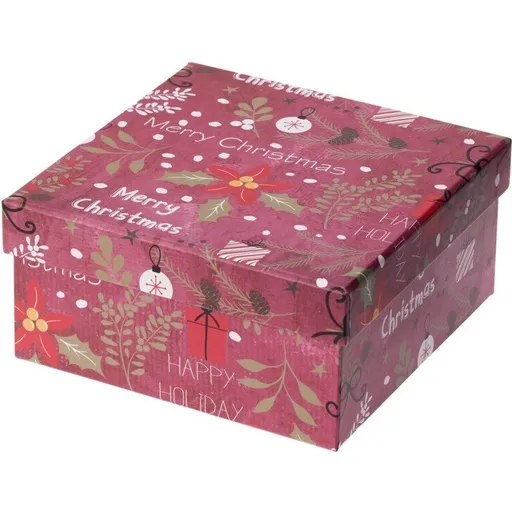 Dárkový vánoční box, červená, 14,5x7x14,5cm