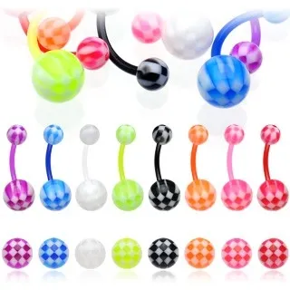 Piercing do pupíku šachovnice - Barva piercing: Modrá