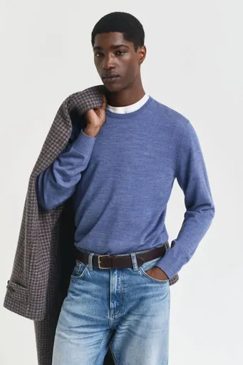 SVETR GANT EXTRAFINE MERINO WOOL C-NECK STONE BLUE MELANGE