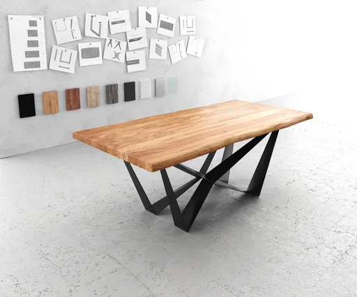 Jídelní stůl Edge 200x100 XL akácie přírodní plochá ocel černá