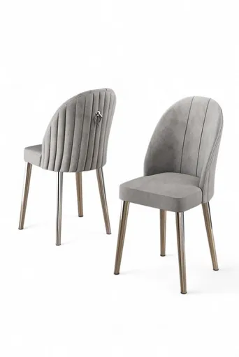 Sada židlí (6 kusů) Mara - Grey, Chrome
