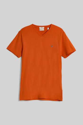 TRIČKO GANT SLIM SHIELD V-NECK T-SHIRT PUMPKIN ORANGE