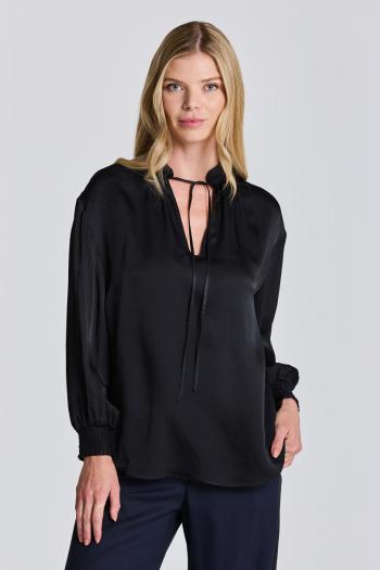 KOŠILE GANT D1. STAND COLLAR POP OVER BLOUSE EBONY BLACK