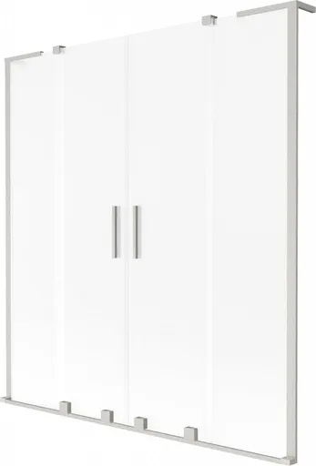 MEXEN/S Velar L Duo dvoukřídlá posuvná vanová zástěna 150 x 150, dekor, nikl kartáčovaný 896-150-003-32-97