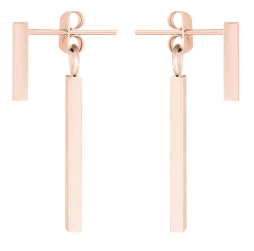 Troli Růžově zlacené ocelové náušnice Hranolky