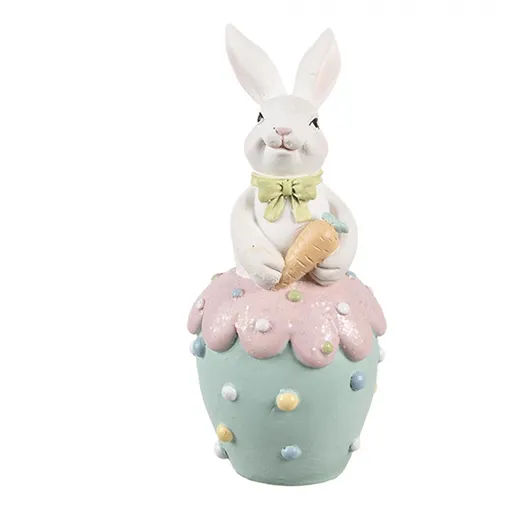 Jarní dekorace králíček s mrkvičkou v zeleném vajíčku - Ø 7*16 cm 6PR5173