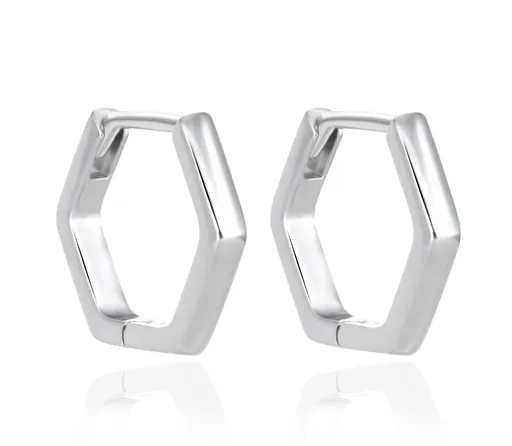 Agato Moderní stříbrné náušnice Šestiúhelník AGT-E226K