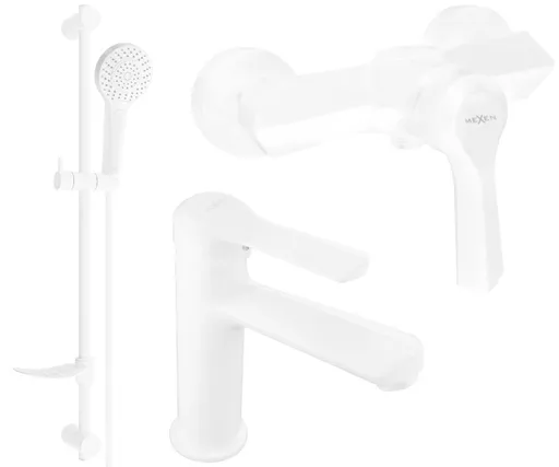 MEXEN/S Saber DF05 Set umyvadlové a sprchové baterie s příslušenstvím, bílá 72104DF05-20