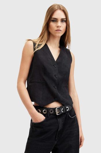 Vesta AllSaints AVERIE TEN WAISTCOAT dámská, černá barva, jednořadá, W028QC