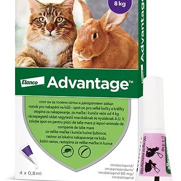 Advantage 4 × 0,8 ml - spot-on pro velké kočky a králíky (4007221013280)