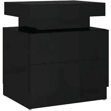 SHUMEE Noční stolek černý s vysokým leskem 45 × 35 × 52 cm dřevotříska, 326856 (326856)