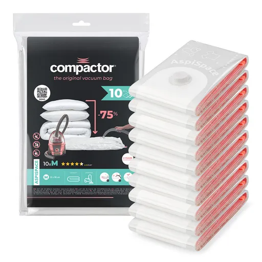 Compactor Sada vakuových úložných pytlů Aspispace M 70 l, 55 x 90 cm, 10 ks, 10 ks