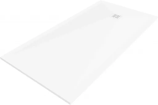MEXEN/S Stone+ obdélníková sprchová vanička 180 x 70, bílá, mřížka bílá 44107018-W
