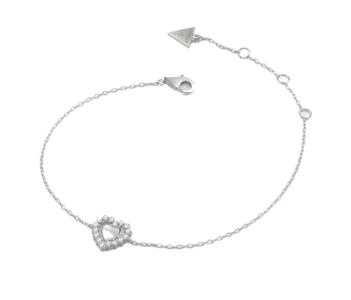 Guess Stříbrný dámský náramek Srdce Jardin JSBB04457JWRH 18,5 cm