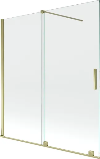 MEXEN/S Velar Dvoukřídlá posuvná vanová zástěna 150 x 150, transparent, zlatá 896-150-000-01-50