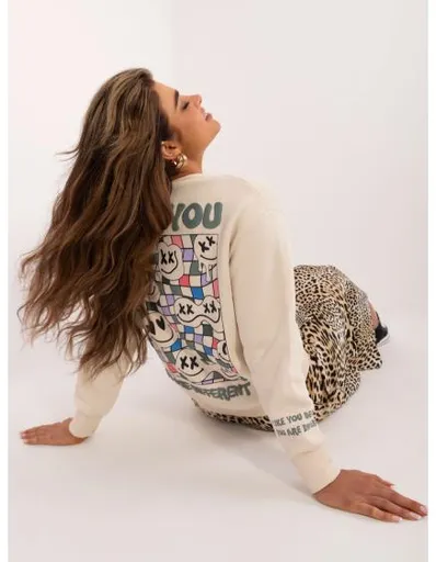 Dámská mikina s kapucí SUBLEVEL světle béžová