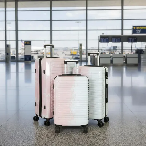 PM Euro-Trading Cestovní kufry Sierra, sada 3 ks, bílo růžové