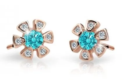 Cutie Jewellery Dětské náušnice z růžového zlata C2156-30-X-4 světle zelená