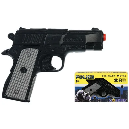 Policejní pistole černá kovová 8 ran