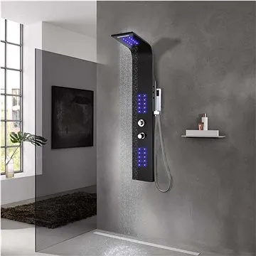 Sprchový panel set hliníkový 20 x 44 x 130 cm černý (142996)