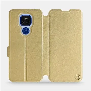 Flipové pouzdro na mobil Motorola Moto E7 Plus v provedení  Gold&Gray s šedým vnitřkem (5903516383313)