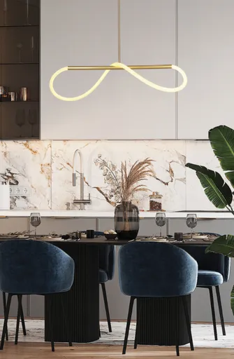 Závěsná lampa SUPREME 100cm zlatá 22W LED 3000K bílá