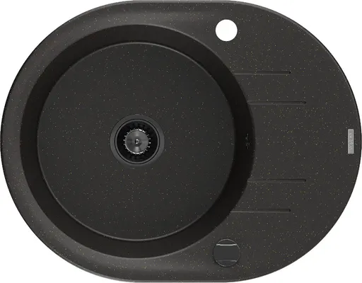 MEXEN/S Kevin granitový dřez 1 s odkapávačem 586 x 458 mm, černá/zlatý metalik, + černý sifon 6517581005-75-B