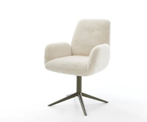 Jídelní židle Zoa-Flex plyšový manšestr krémová bílá podnož