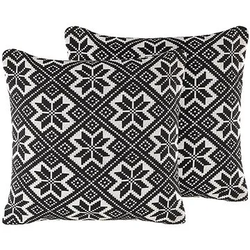 BELIANI, Sada 2 bavlněných polštářů 45 x 45 černobílá BESKOZ, 258633 (beliani_258633)
