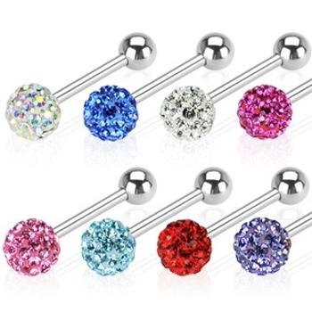 Piercing do jazyka - zirkónová guľa - Farba piercing: Ružová