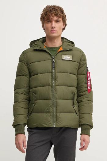 Bunda Alpha Industries Hooded Puffer Alpha FD pánská, zelená barva, zimní, 118113.257