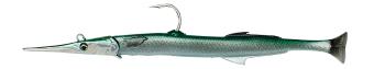 Savage gear gumová nástraha 3d needlefish pulse tail green silver - 14 cm 12 g