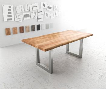 Jídelní stůl Edge 200x100 XL přírodní akácie nerezová ocel
